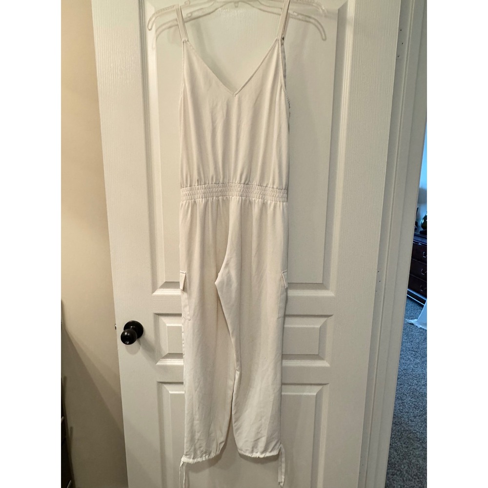 Amanda Uprichard Ivory White Cargo Jumpsuit V-Neck Sleeveless XS - Picture 3 of 13